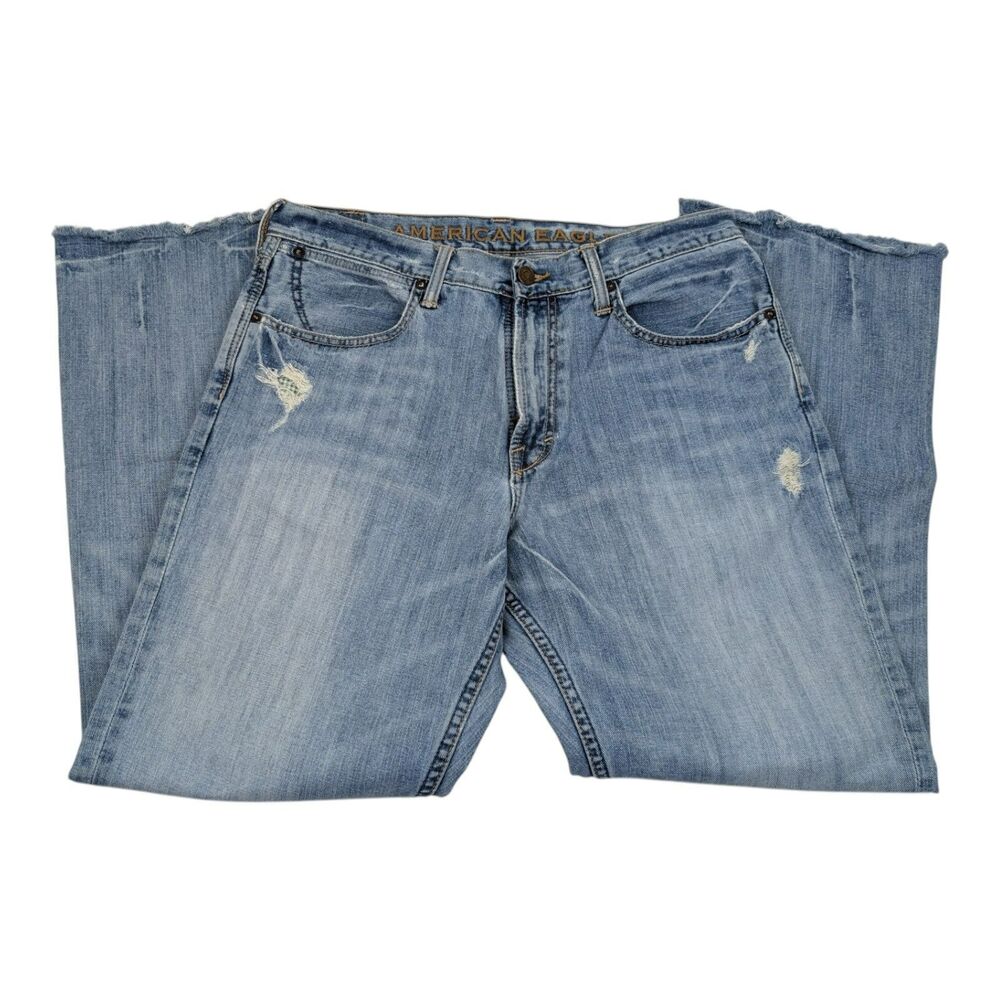 Vintage Y2K American Eagle blue distressed denim jeans Size : 34x32